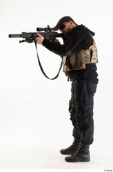 Whole Body Weapons-Rifle Man Pose with machine rifle White Army Athletic Bearded Studio photo references